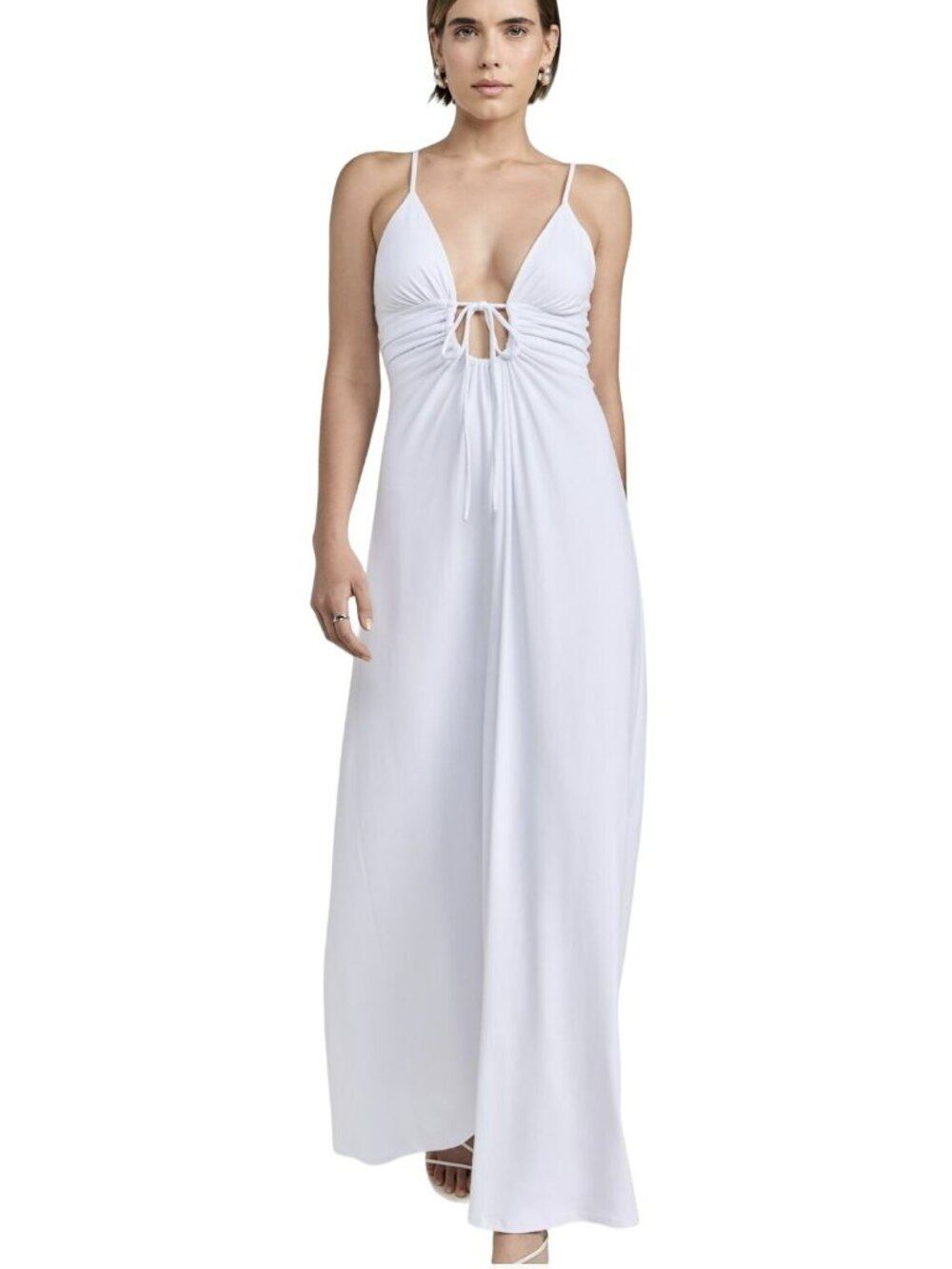 ShopBop Susana Monaco White Maxi Dress With Knot Detail Size Large NWT